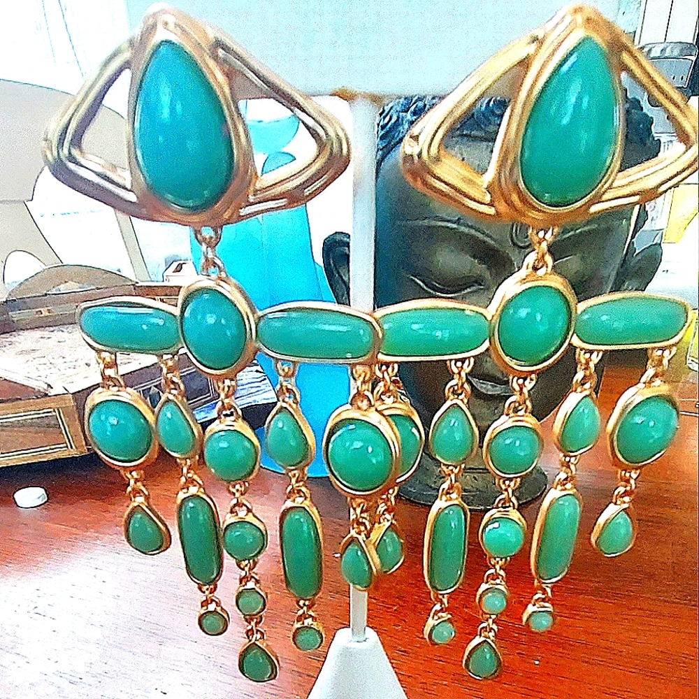 🌹Schiaparelli Green  eyes earrings - Picture 11 of 12